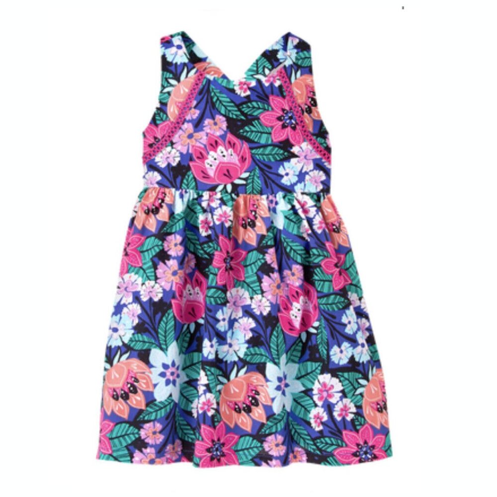 Gymboree Toddler Girls Jungle Brights Floral Print Crossback Sundress Dress 4T